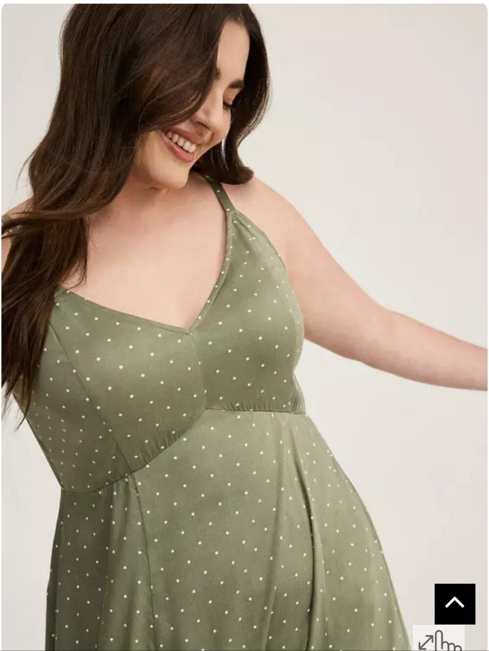 Torrid Tea Length Trapeeze Dress Green With Polka Dots - Picture 2 of 4